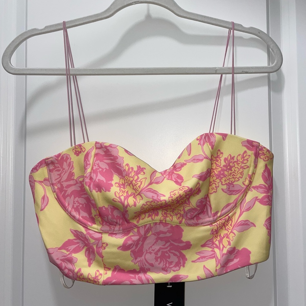 Follow You Anywhere Crop - White Fox Boutique Pink & Yellow Top